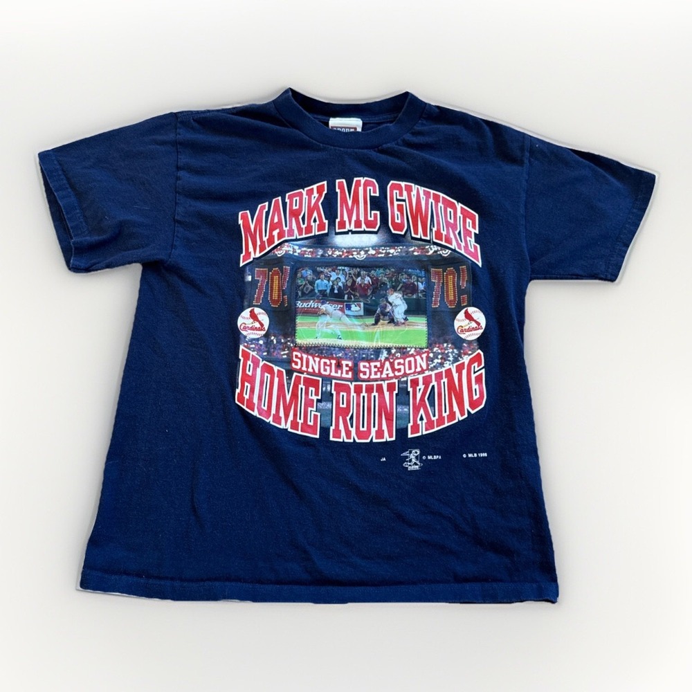 St. Louis Cardinals Shirt Youth L MLB Vintage Mark‎ McGwire Blue Baseball 90s